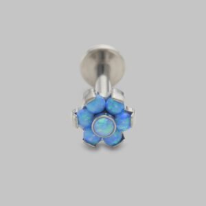 Flower 6 Petal Labret in Blue Opal - Titanium
