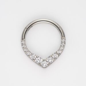 Hinged Segment Ring Front Face V Shape - Titanium