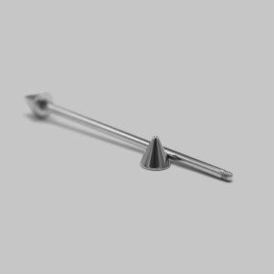 Spike end Industrial Barbell in Silver - Titanium