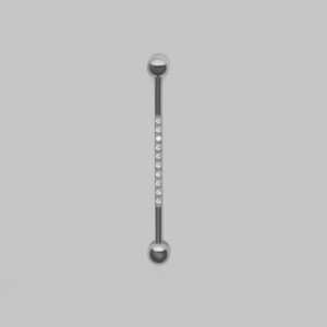 Industrial Barbell CZ Pave on Pole Barbell in Silver - Titanium