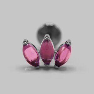 Triple Marquise Labret in Amethyst in Silver - Titanium