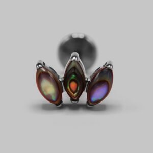 Triple Marquise Labret in Abalone in Silver - Titanium